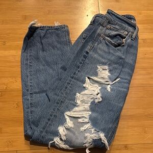 Distressed Blue Boyfriend Jeans